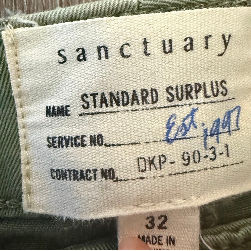 Sanctuary Womens Standard Surplus Utility Pants 32 Sage Raw Hem Cargo Gorpcore - Picture 5 of 6